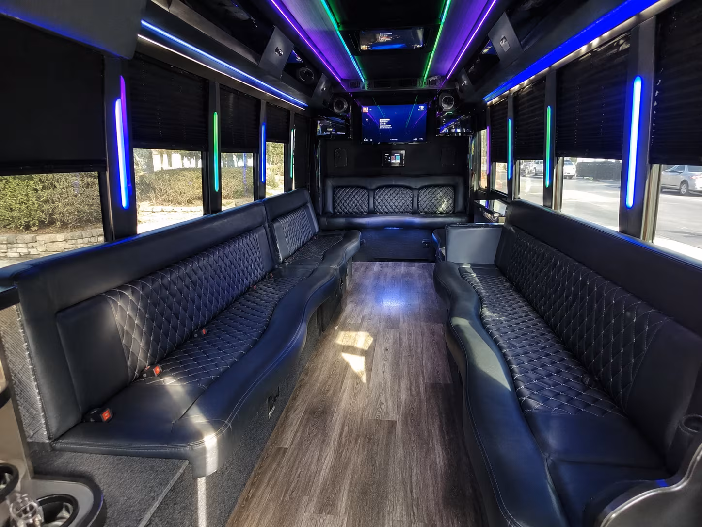leesburg 15 passenger party bus interior