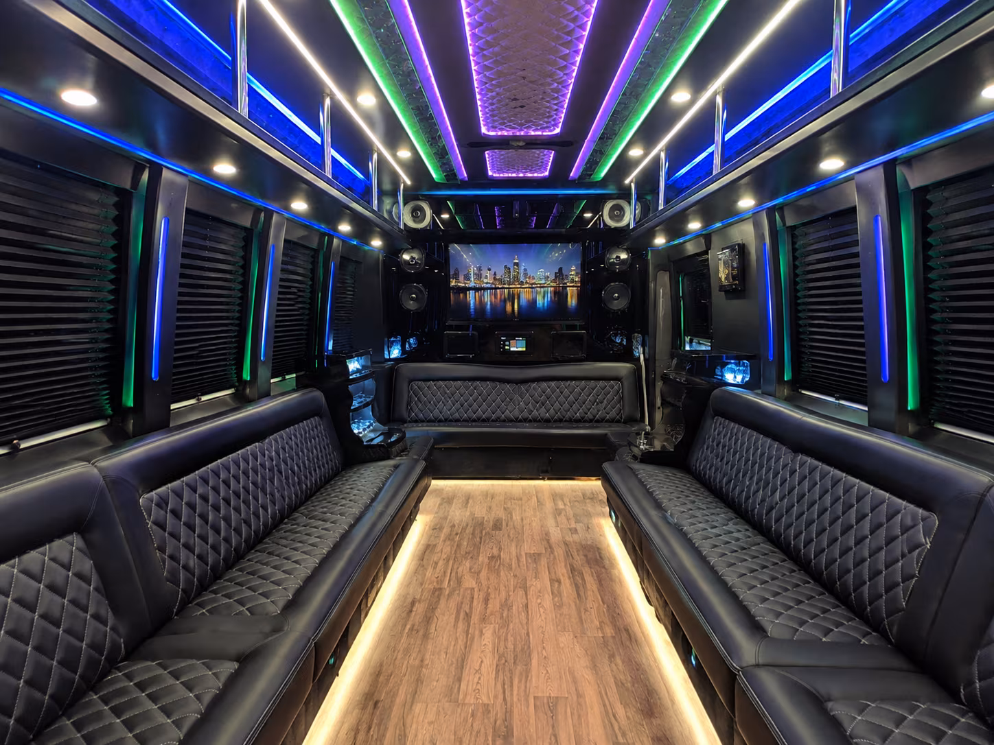leesburg 25 passenger party bus interior
