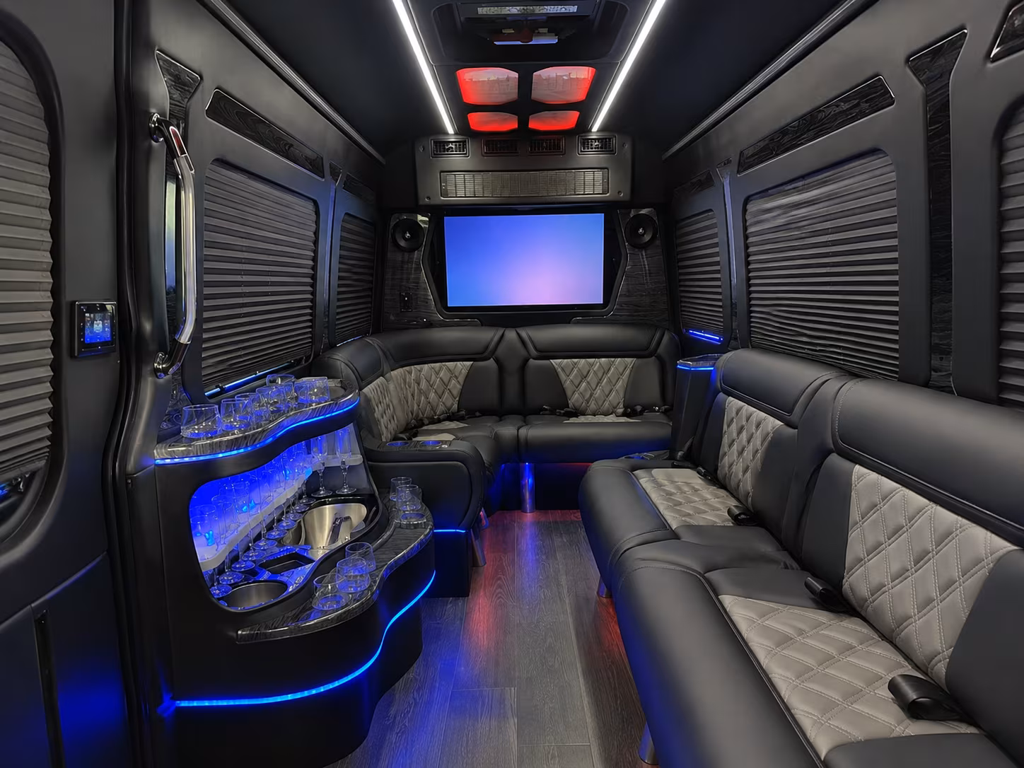 leesburg 40 passenger party bus interior