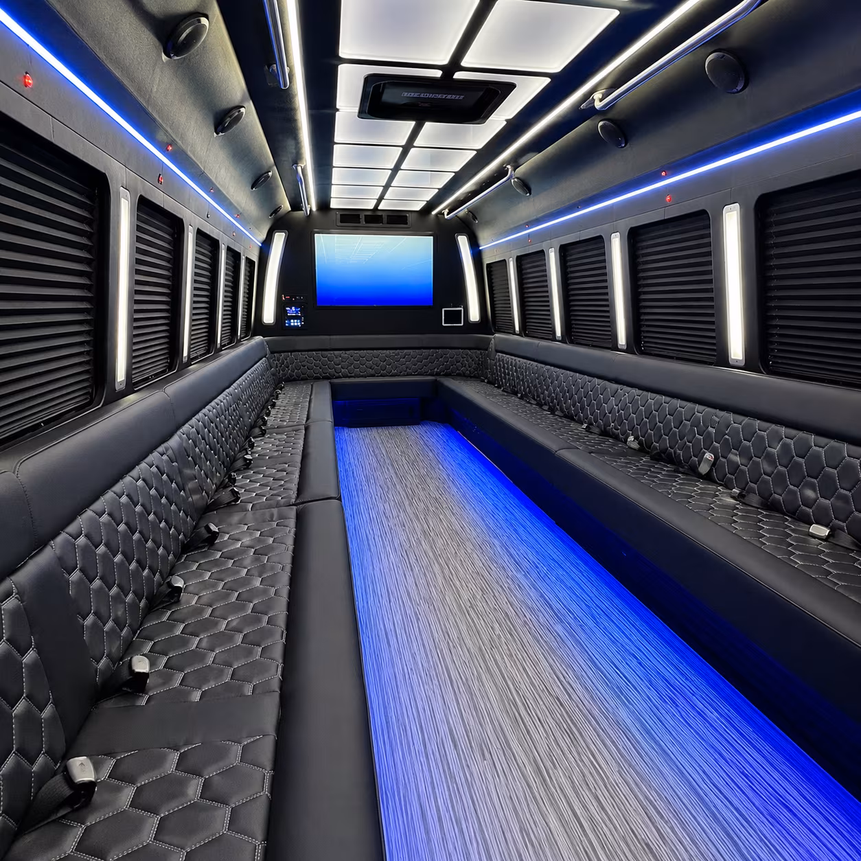 leesburg 50 passenger party bus inside