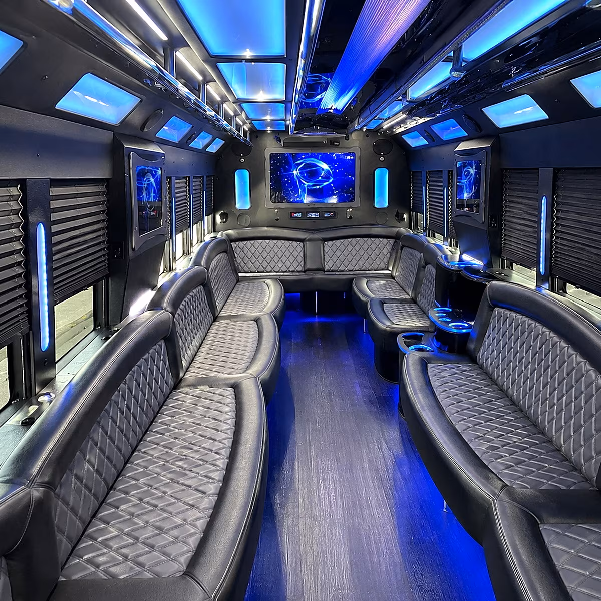 leesburg 50 passenger party bus interior