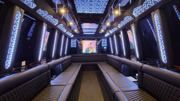 Interior of Charter Bus Company Frederick's Party Bus in Frederick