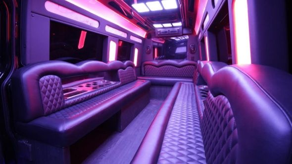 Interior of Charter Bus Company Rockville's Sprinter Limo in Rockville