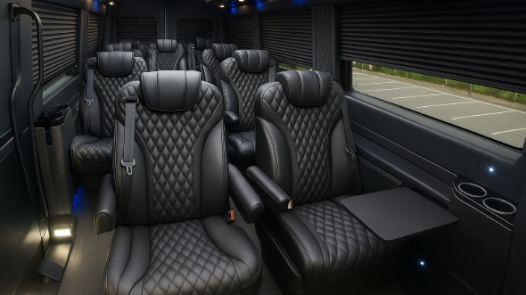 Interior of Charter Bus Company Ashburn's Sprinter Van Rental With Driver in Ashburn